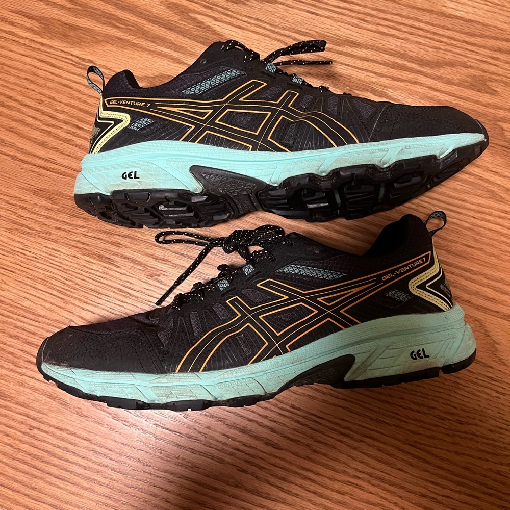 Asics Womens GEL-VENTURE 7 Trail Running Shoe Black/Orange Sneakers US 10